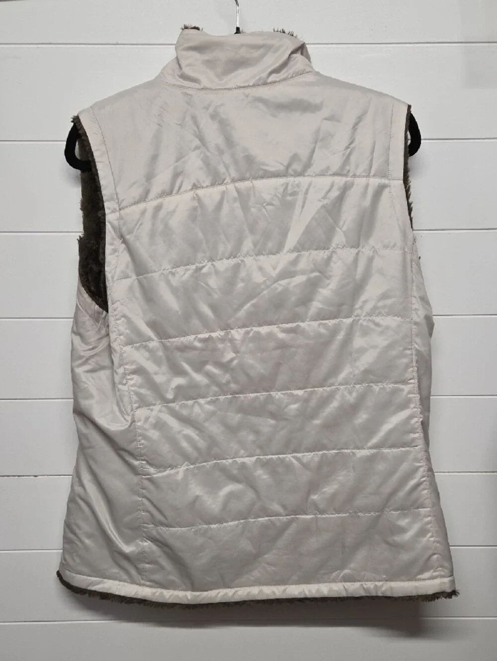 The North Face Reverible Women's Olive Brown Faux Fur Vest Size Large